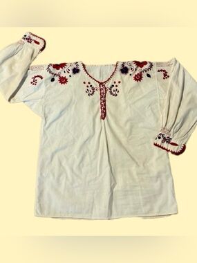 Genuine 1970’s Vintage Cotton Embroidered Peasant Top, Boho, Hippie, Retro ✌🏻